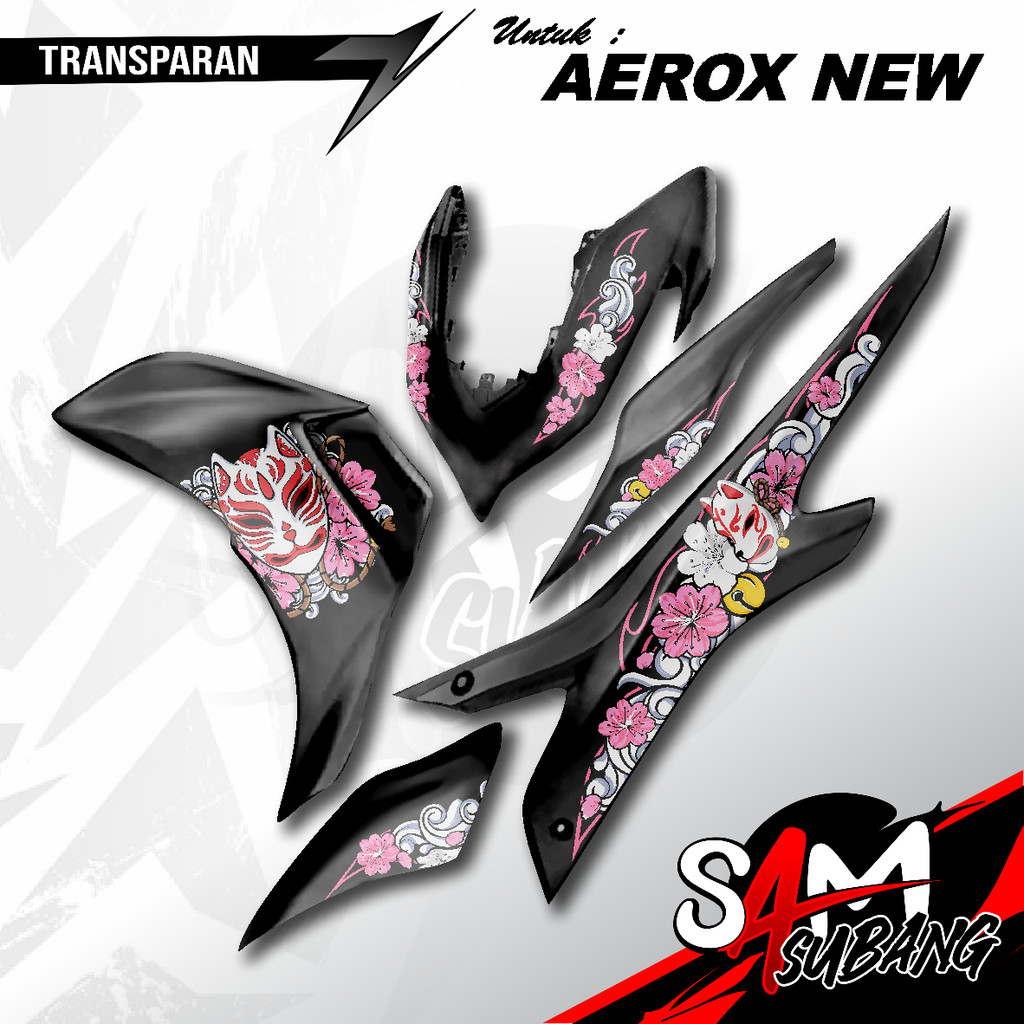 Aerox New Kitsune Mask Transparent UV Striping