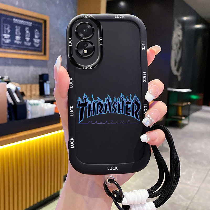 เคสสำหรับ OPPO A18 A38 เคสโทรศัพท์ซิลิโคนสายคล้องกันกระแทก