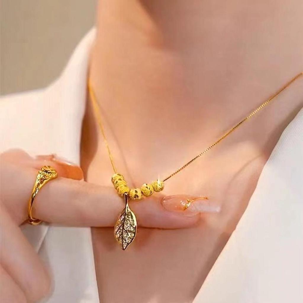 บุคลิกเกาหลี x สร้อยคอ SPN334-45958 Collection [DoRa Jewelry] - สวย แนบกระชับ หรูหรา สีส้ม