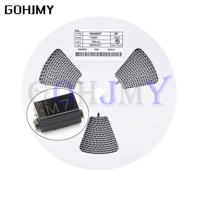 2000PCS 1N4001 M1 1N4004 M4 1N4007 M7 FR107 RS1M FR207 RS2M HER108 US1M SF18 ES1J SF14 ES1D DO-214AC