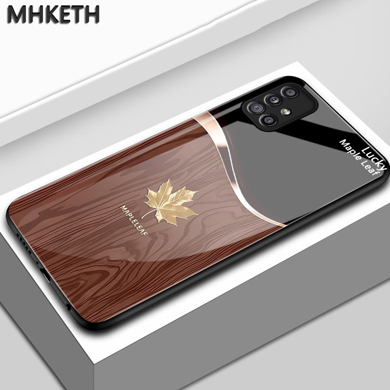 เคสสำหรับ Samsung A51 M40s A31 A42 5G เคสโทรศัพท์กระจกระดับไฮเอนด์ลายใบเมเปิ้ล
