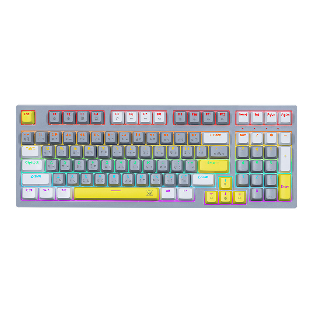 KEYBOARD (คีย์บอร์ด) NUBWO X802 THANATOS (GRAY-WHITE) (RED SWITCH - MINI RGB - EN/TH) }