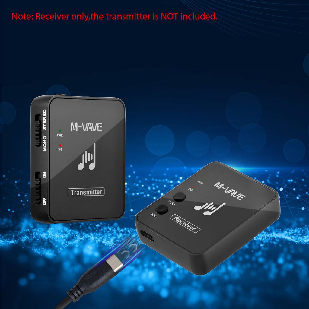 Dubth WP-10 ตัวรับสัญญาณหูไร้สาย 2.4GHz แบบชาร์จได้ของระบบส่งจอภาพหูฟัง