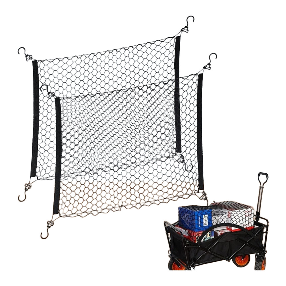 {ROLEY_}92x74 ซม. Elastic Camping Wagon Cart Net Trolley Cart W/ 4 ตะขอสําหรับสวนกลางแจ้ง