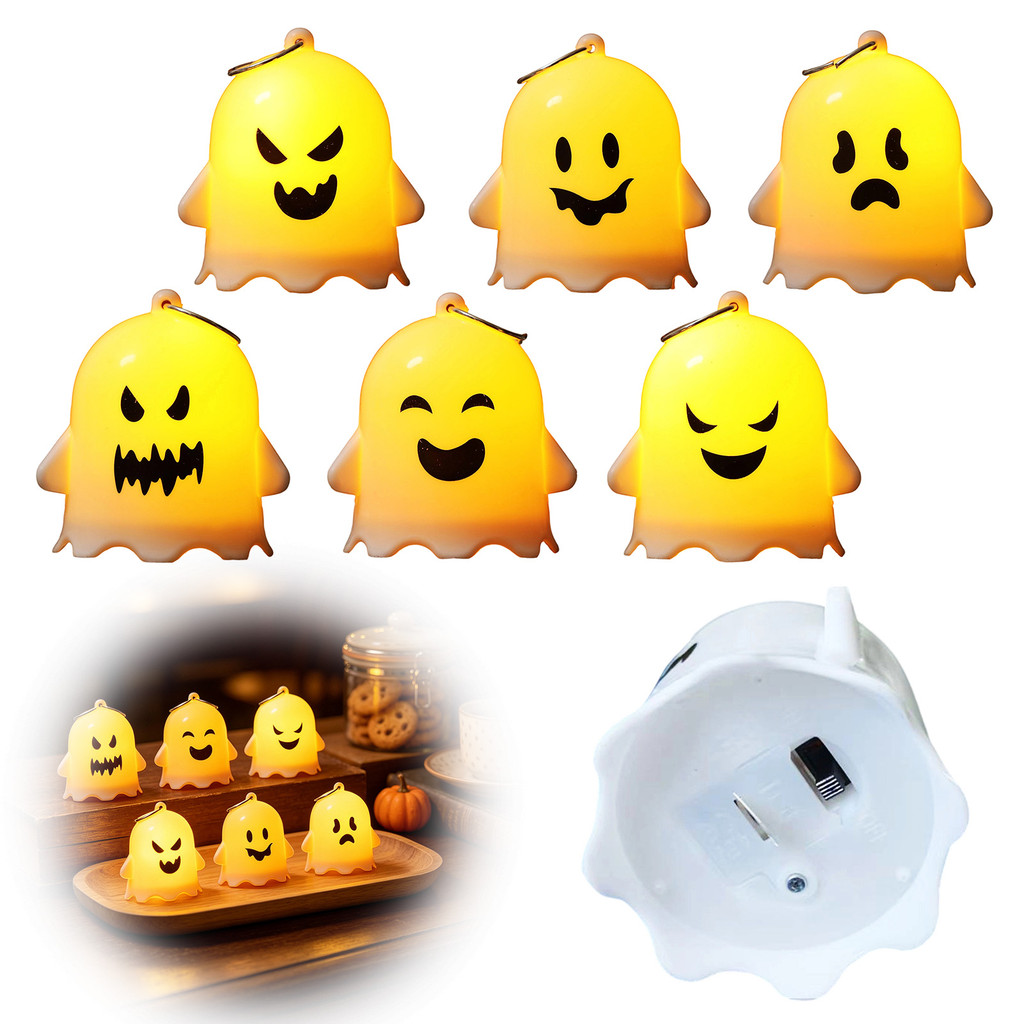 Vgcaron-ฮาโลวีน Ghost Light,น่ารัก LED Ghost Light,ขนาดเล็กผีแขวนเครื่องประดับสําหรับตกแต่งบ้านในร่ม