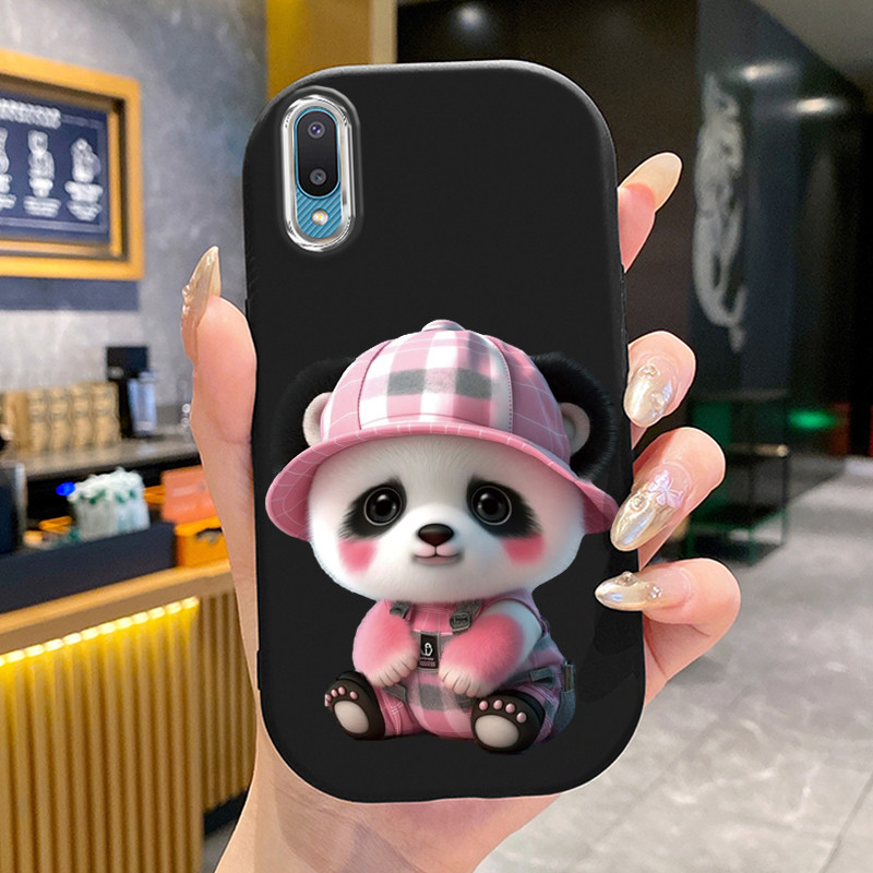 เคสสำหรับ Samsung Galaxy A02 M02 เคสโทรศัพท์แพนด้ากลมและอ้วนเสื้อแจ็กเก็ตผ้านุ่ม