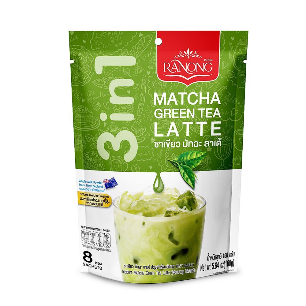 💥 เรนองทีชาเขียวมัทฉะลาเต้ 20 กรัม X 8 ซอง 🎐 INSTANT MATCHA GREEN TEA LATTEE 20G.X8S ✅ ชาและสมุนไพรช
