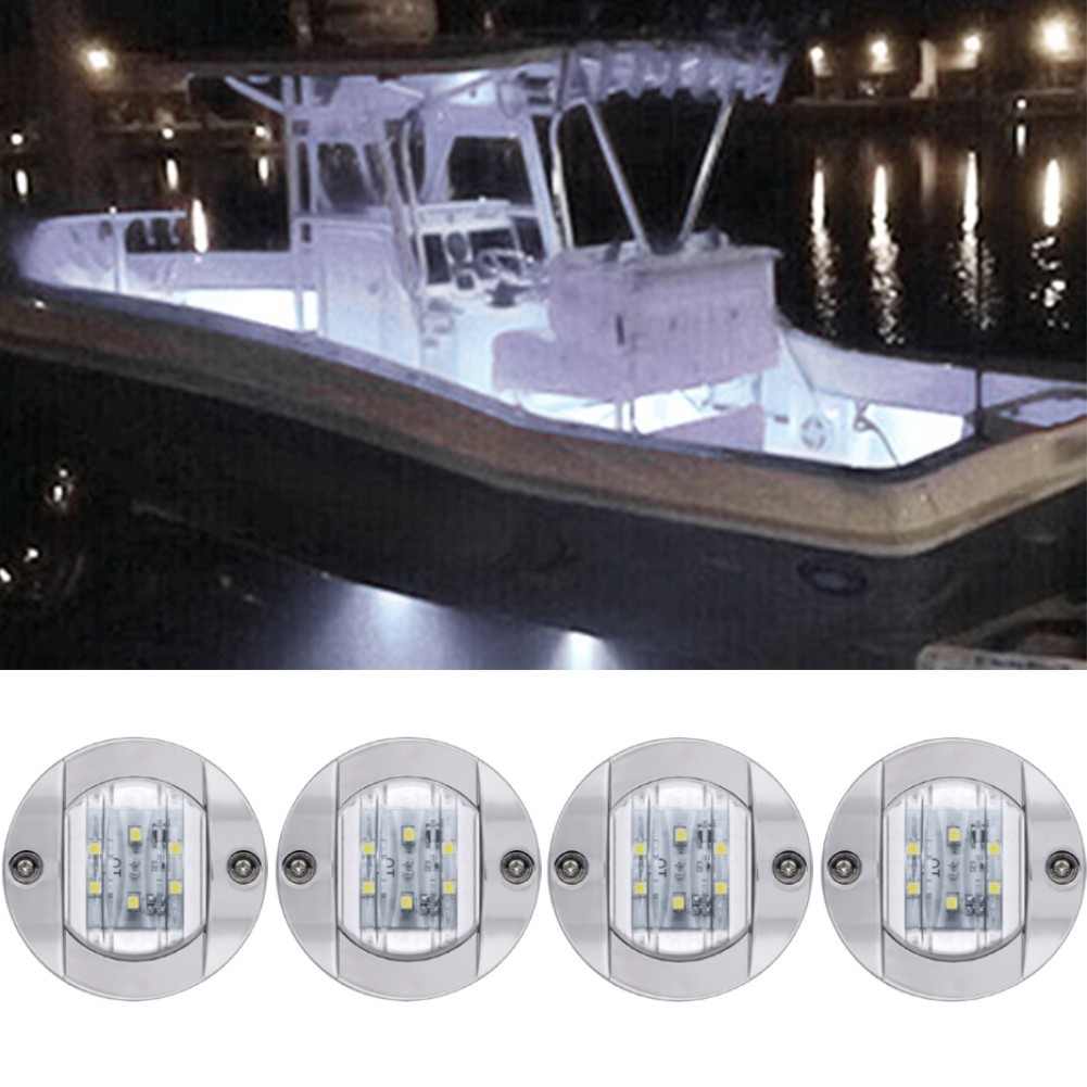 <VOGE> โคมไฟ LED สำหรับเรือ 12V 4 ชิ้น ติดตั้งได้ง่ายบนดาดฟ้าเรือ
