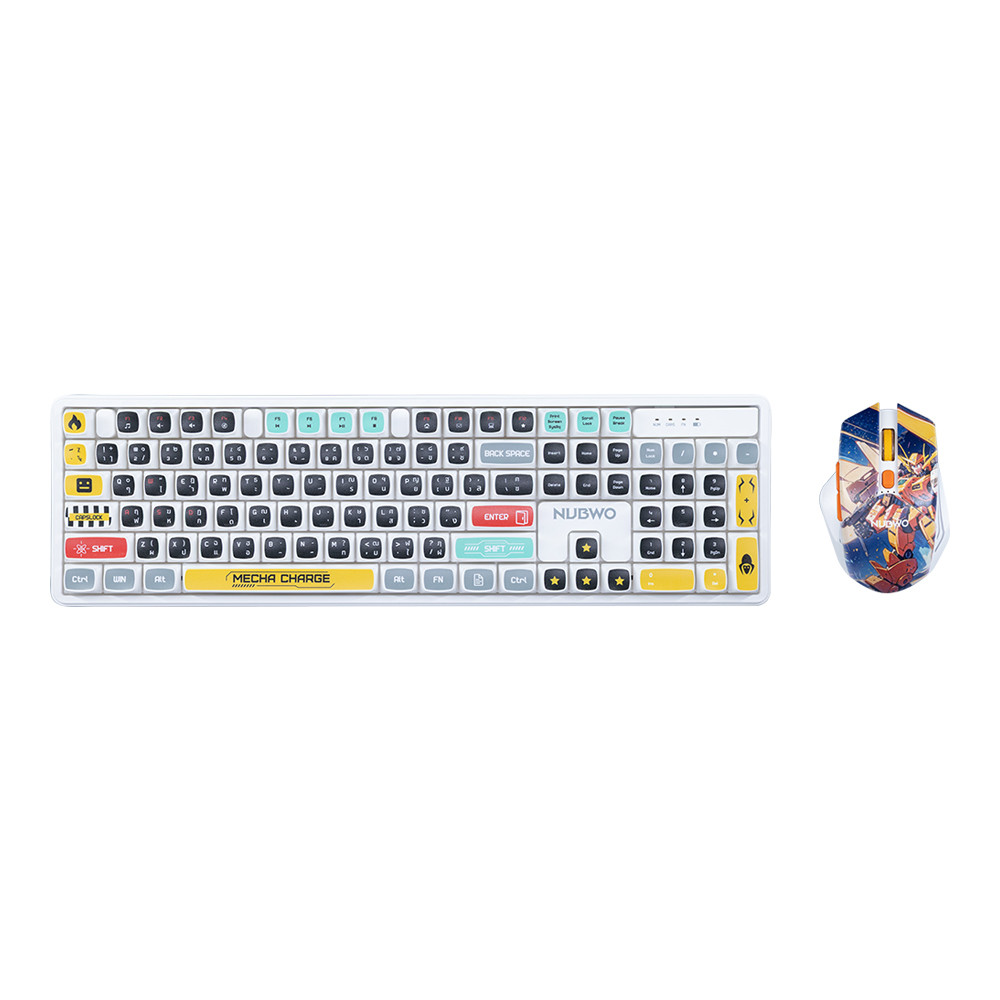 KEYBOARD & MOUSE (คีย์บอร์ดและเมาส์ไร้สาย) NUBWO NKM645 - ORANGE CYBROG ]