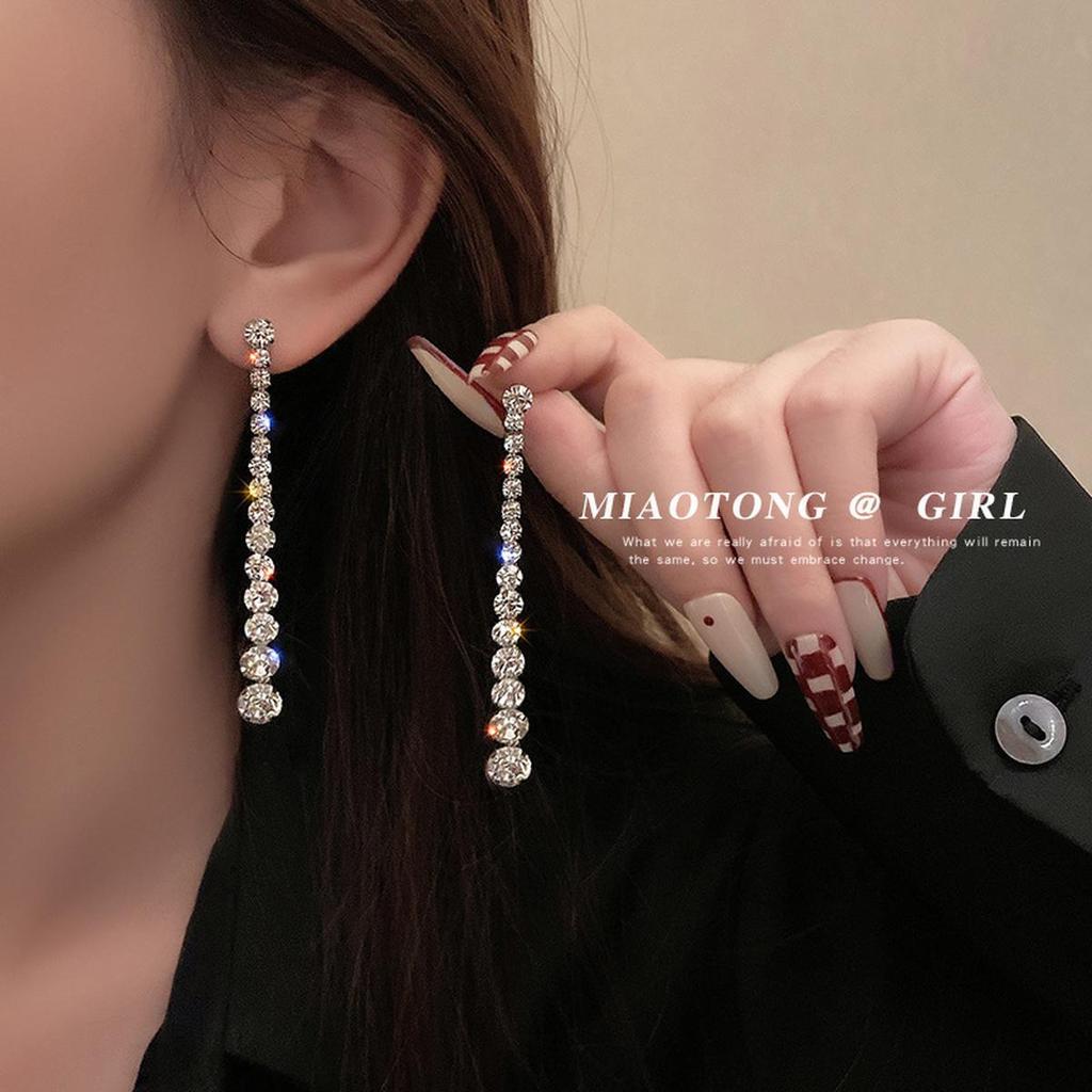 ต่างหูผู้หญิงหิน S925 SPK425.4958 Collection [DoRa Jewelry] - สแตนเลส สี่เหลี่ยม ตัวอักษร ด้ายบาง