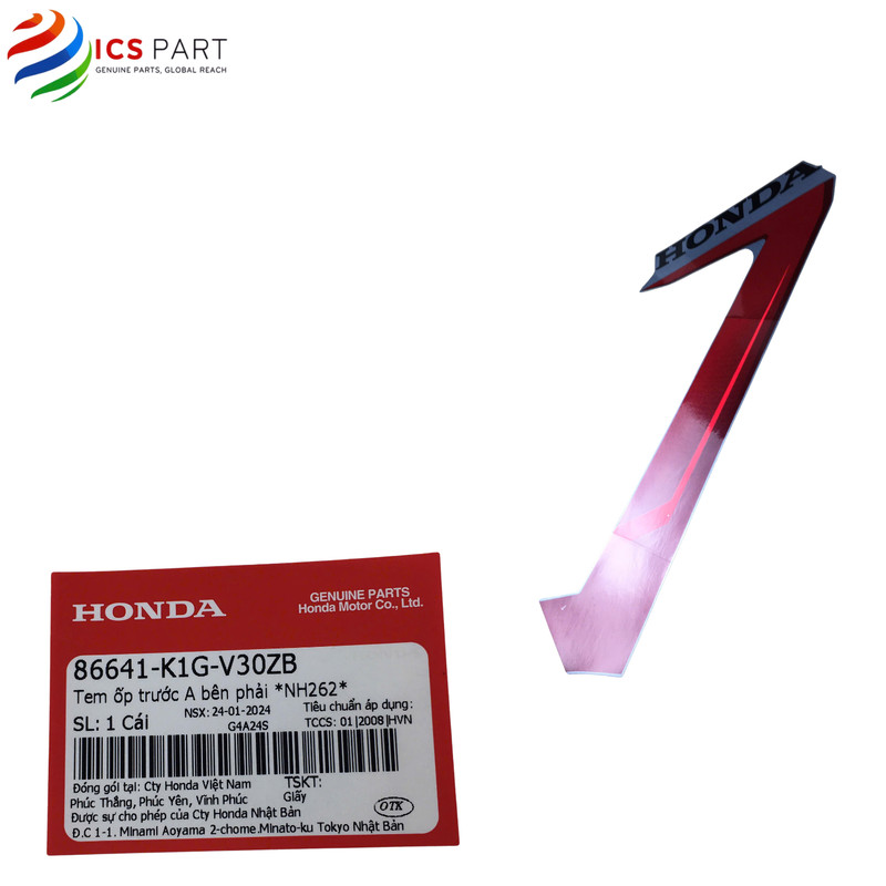 86641K1GV30ZB | FRONT STICKER A RIGHT *NH262* - Air Blade 125 - 2020 - 2021 - *NH262* Honda สีเทา