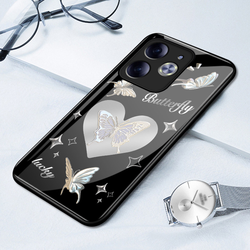 เคสสำหรับ Tecno Pova 6 Pova 6 Pro Pova 6 Neo เคสโทรศัพท์แก้วผีเสื้อป้องกันการตกช็อตเต็ม