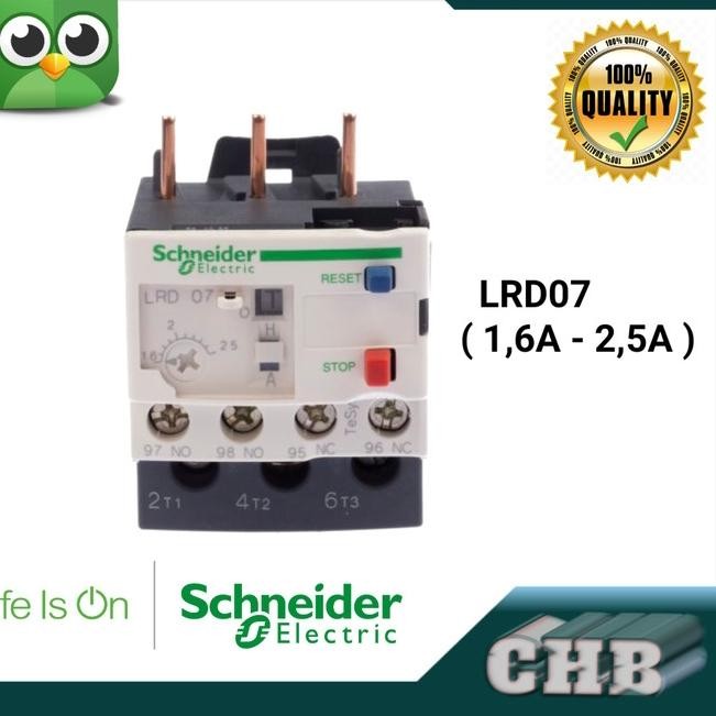 SCHNEIDER TOR เครื่องโอเวอร์โหลดความร้อน LRD07 (1.6 - 2.5)