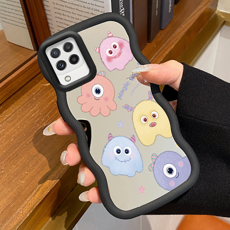 HP สําหรับ Samsung A22 M22 M32 กรณีน่ารัก Little Giant รูปแบบเคสโทรศัพท์ Macaron กระจก Ccessing ซิลิ