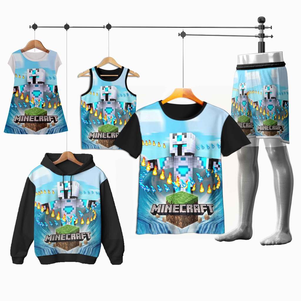 Minecraft Frost Diamond v6 3D เสื้อยืดกางเกงชุด Lekkong แจ็คเก็ตสําหรับเด็กและผู้ใหญ่ - Jugger Inc