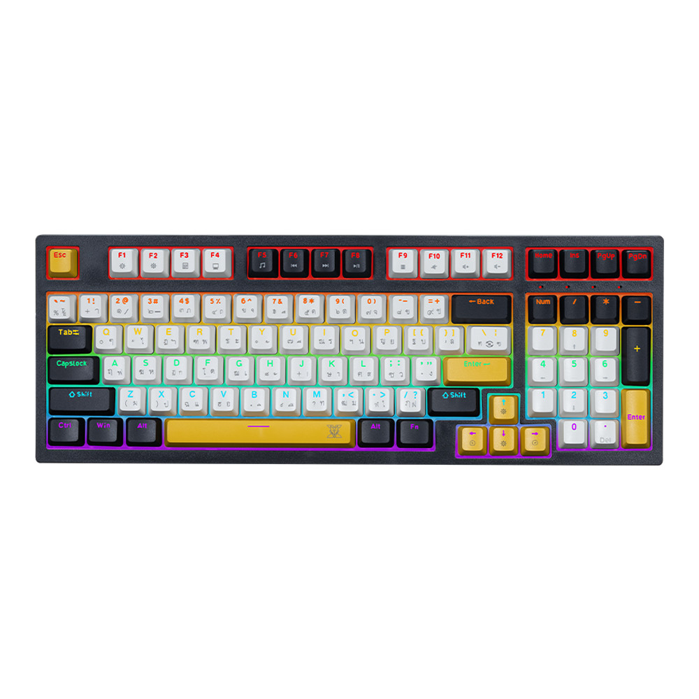 KEYBOARD (คีย์บอร์ด) NUBWO X802 THANATOS (BLACK-WHITE) (RED SWITCH - MINI RGB - EN/TH) _