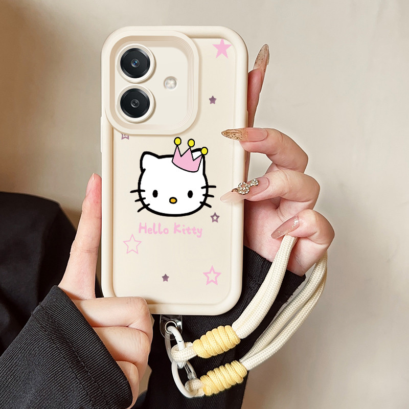 เคสสำหรับ OPPO A3 4G A3 Pro 5G A3X 4G A3X 5G A40 A60 5G เคสโทรศัพท์แมวสายคล้องสามสีซิลิโคนกันกระแทก