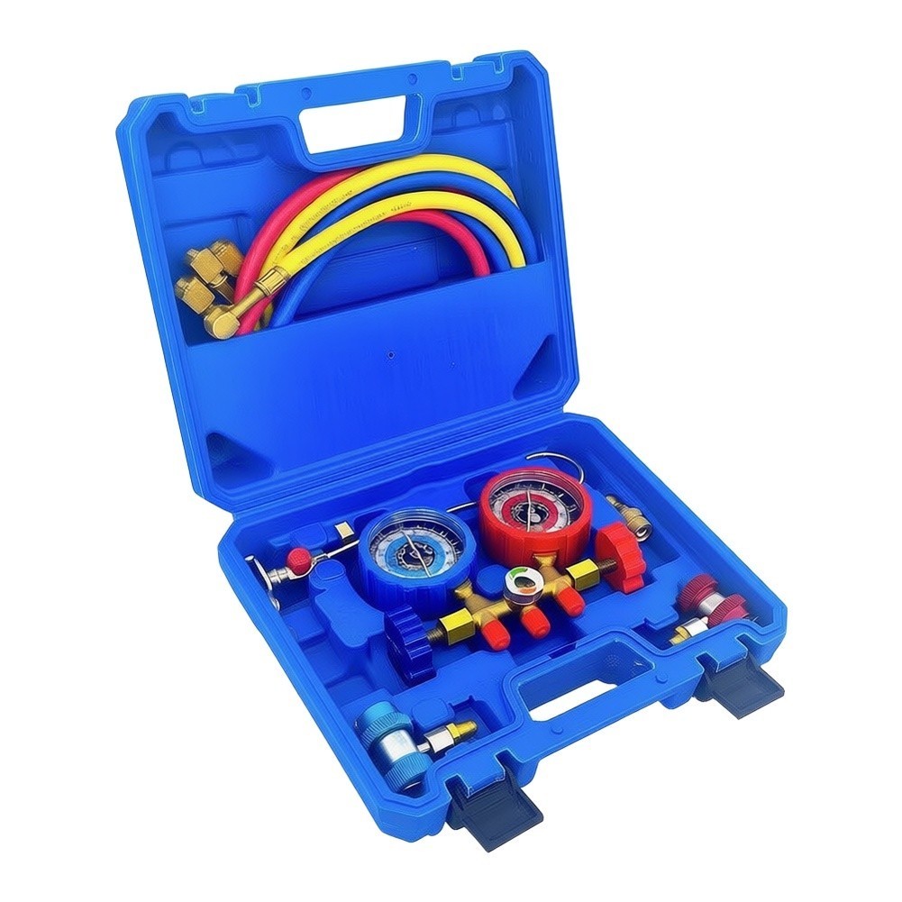 8NEW3 Way AC Manifold Gauge ชุดท่ออะแดปเตอร์สําหรับ R410 R22 R134A R404A