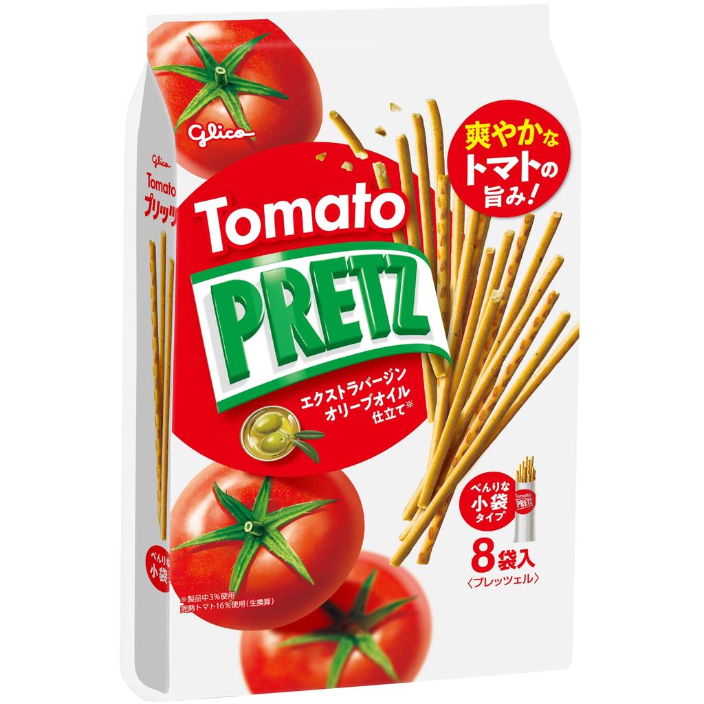 【Direct From Japan】Pretz Tomato, 110g (8 bags), Snack, Pretzels, Extra Virgin Olive Oil, Ezaki Glico