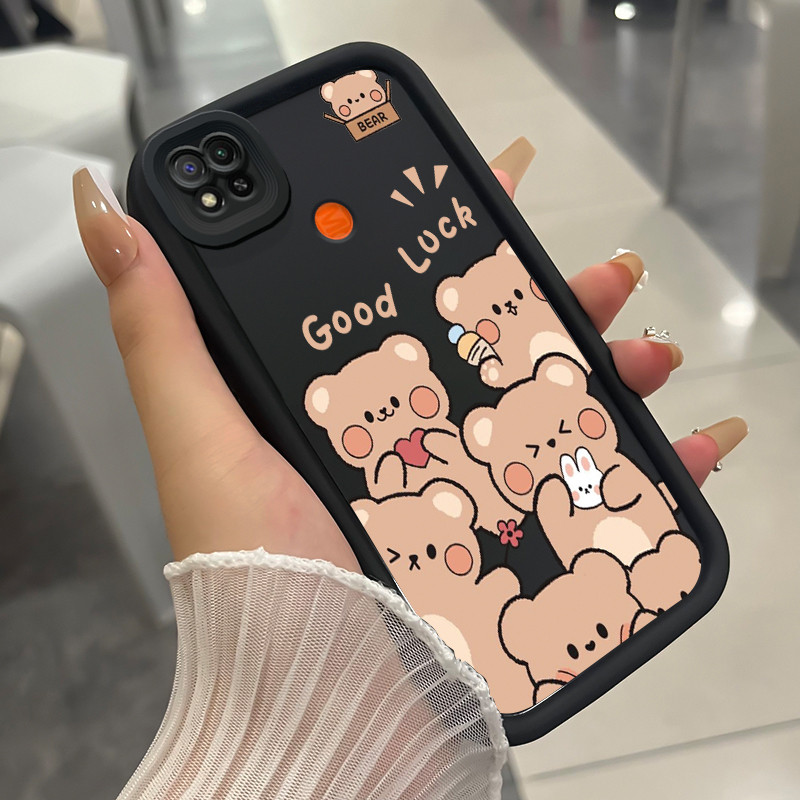 เคสสำหรับ Xiaomi Redmi 9c NFC 10A POCO C31 เคสโทรศัพท์หมีกระต่ายสามสีซิลิโคนกันกระแทก