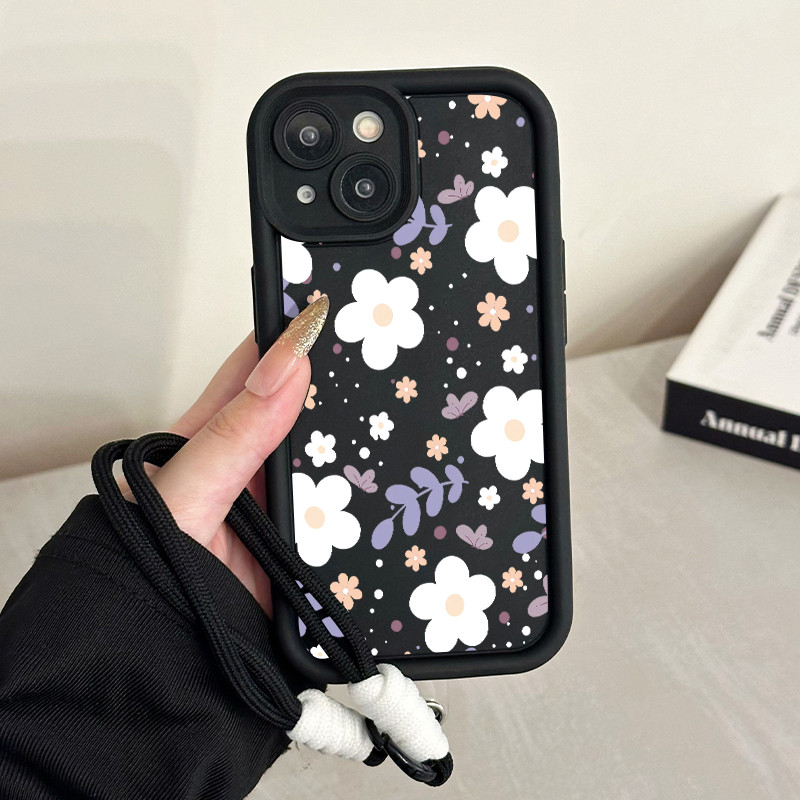เคสสำหรับ VIVO Y75 Y55 5G Y55s Y33s Y33e Y30 5G Y52T T1 5G เคสโทรศัพท์ดอกไม้สายคล้องสามสีซิลิโคนกันกระแทก ราคา ถูกที่สุด ดีลบีเคเค แกลเลอรีภาพที่ 7