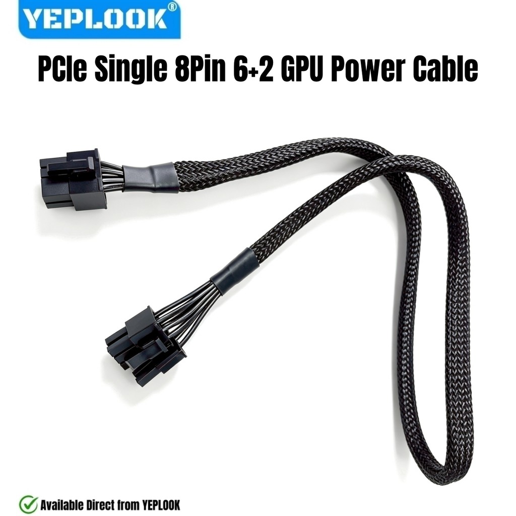 PCIe GPU Power Cable 8Pin 6+2 Sleeved Net สําหรับ Seasonic FOCUS Gold & Platinum 550W, 650W, 750W, 8