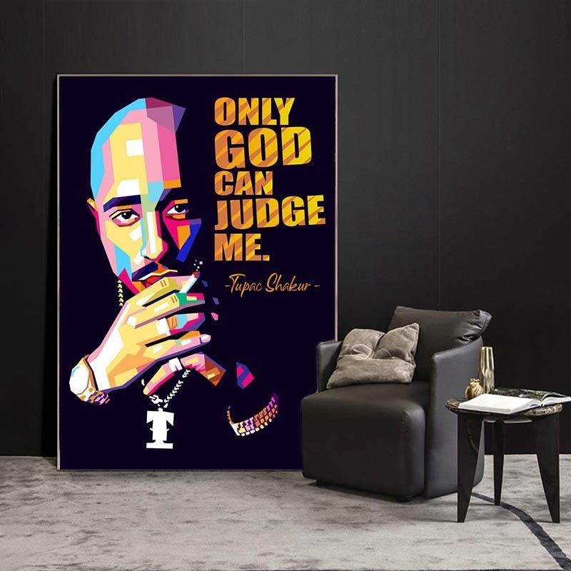 Tupac Shakur Wall Art โปสเตอร์ BIG Biggie Smalls 2PAC พิมพ์ผ้าใบภาพวาด Hip Hop Rapper King
