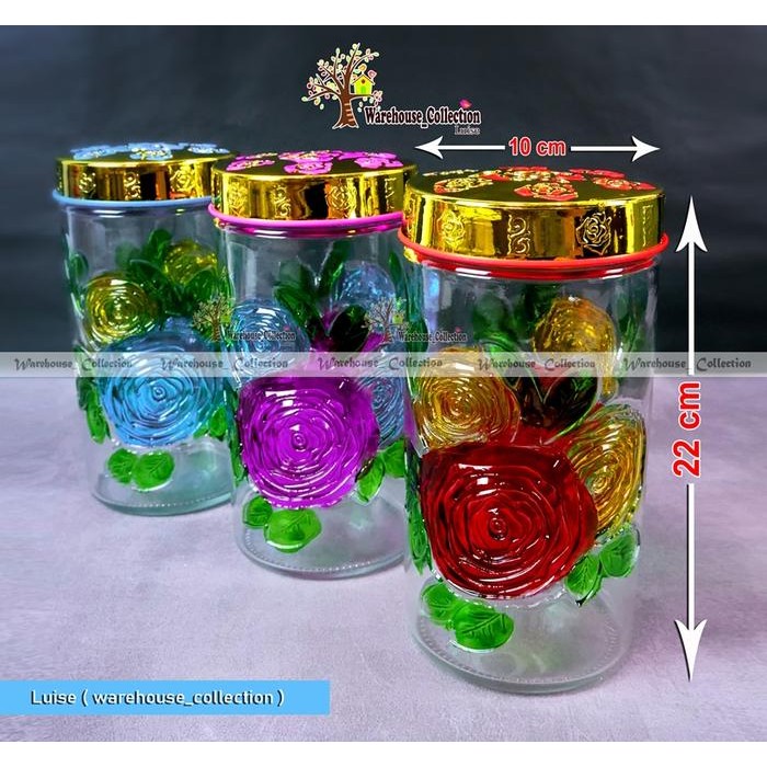 Sw4u 1 ชิ้นขนาดใหญ่ Eid Jar 22 ซม./ขวดแก้ว Ivy ขนาดใหญ่ลายดอกไม้ Motif / ขนาด = L / Th-58 Lc / La