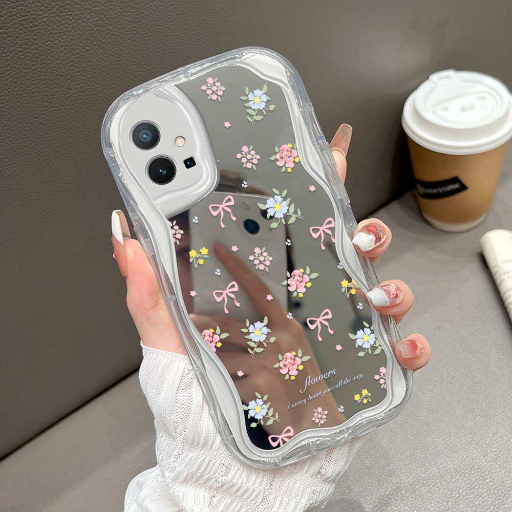 VIVO Y75 Y55S Y55 T1 Plus 2023 5G สําหรับกระจก Softcase กรณี HP โทรศัพท์ Kesing กระจกปลอก Bunga 5347