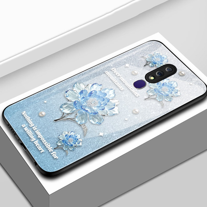 เคสสำหรับ OPPO F11 F11 Pro A9 2019 A9X เคสโทรศัพท์ดอกไม้ไข่มุกเปลือกแก้วกันกระแทก