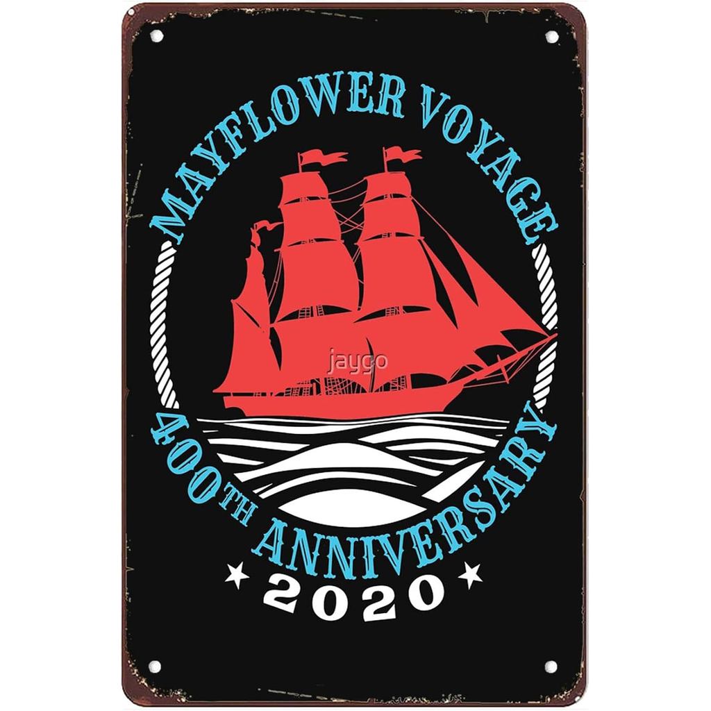 ตลก Mayflower Voyage 400th Anniversary 2020 ป้าย Wall Decor Vintage โลหะดีบุกป้าย Wall Art โปสเตอร์ส