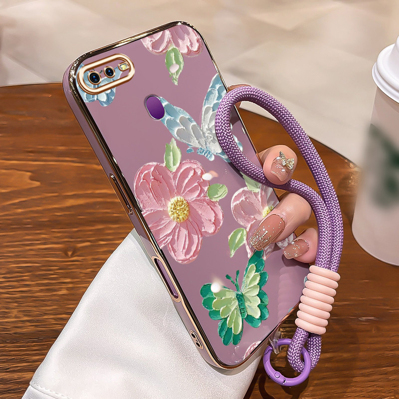 HPเคสโทรศัพท์สําหรับOPPO F9 F9 Pro F7 A7X Realme U1 Realme 2 Proกรณีความงามหรูหราดอกไม้และผีเสื้อCas