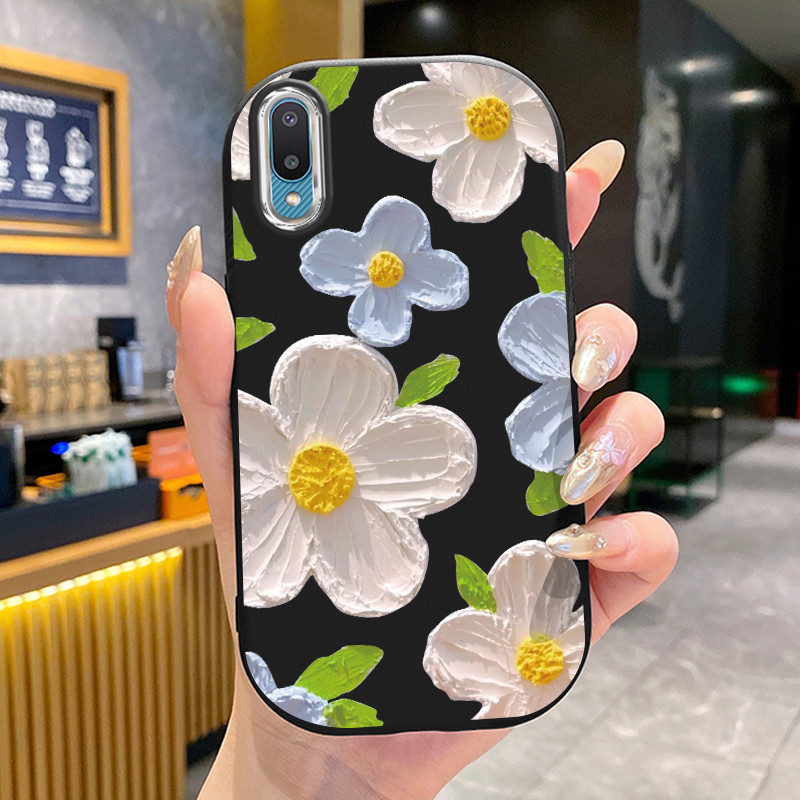 เคสสำหรับ Samsung Galaxy A02 M02 เคสโทรศัพท์ดอกไม้กลมและอ้วนเสื้อแจ็กเก็ตผ้านุ่ม