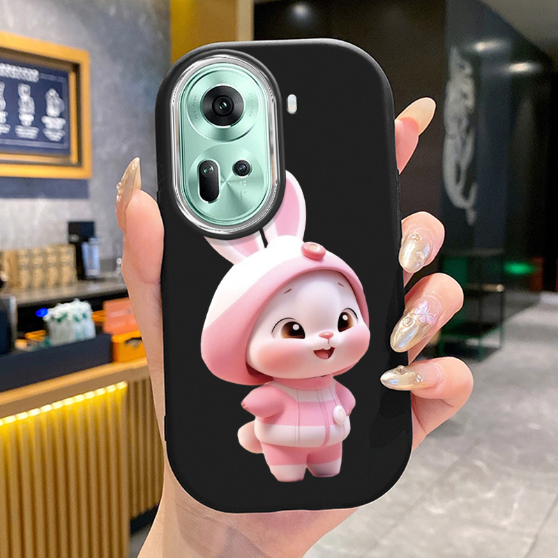 เคสสำหรับ OPPO Reno 11 5G 11 Pro 5G 11F 5G เคสโทรศัพท์กระต่ายกลมและอ้วนเสื้อแจ็กเก็ตผ้านุ่ม