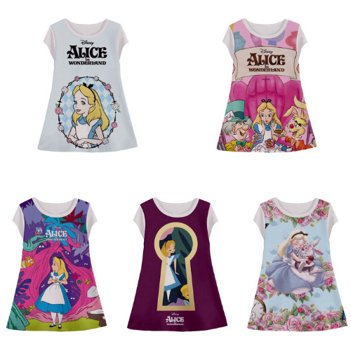 Alice In Wonderland 3D Halfprint Tunic Dress for Girls with Anime Motif อายุ 1-12 ปี - Sarana 3D