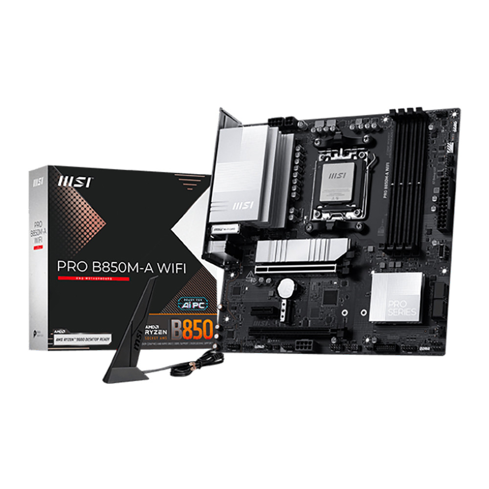 MAINBOARD (เมนบอร์ด) MSI PRO B850M-A WIFI - AMD SOCKET AM5 DDR5 MICRO-ATX <