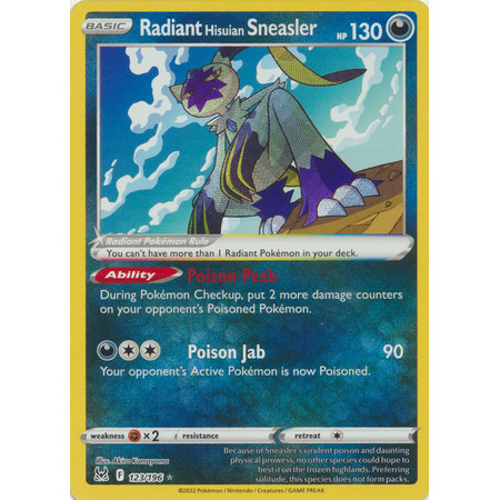 การ์ดโปเกมอน Radiant Hisuian Sneasler - 123/196 - Radiant Rare