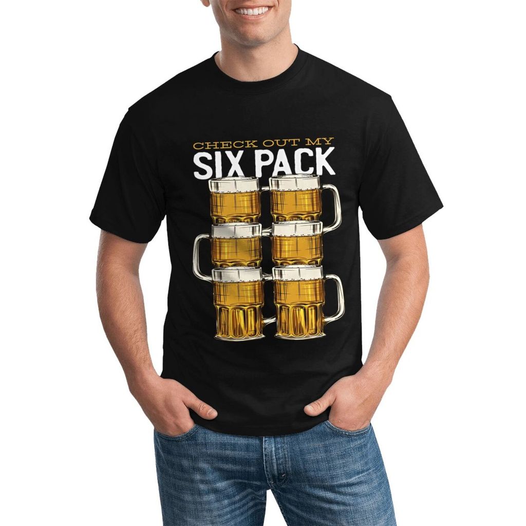 Check Out My Beer Six Pack เสื้อยืดคอกลมแบบกําหนดเองน้ําหนักเบาและมีสไตล์