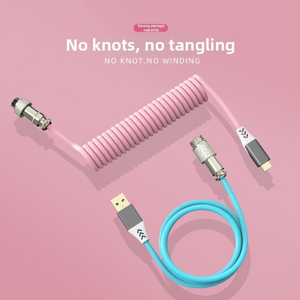 ELECTCustom Mechanical Keyboard Coiled Cable USB-C ที่ถอดออกได้ Aviator Connector TPE