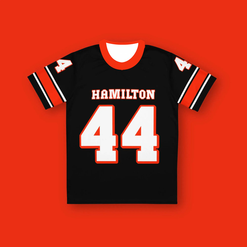 เสื้อยืดลาย Lewis Hamilton Ferrari F1 .material=ไมโครไฟเบอร์