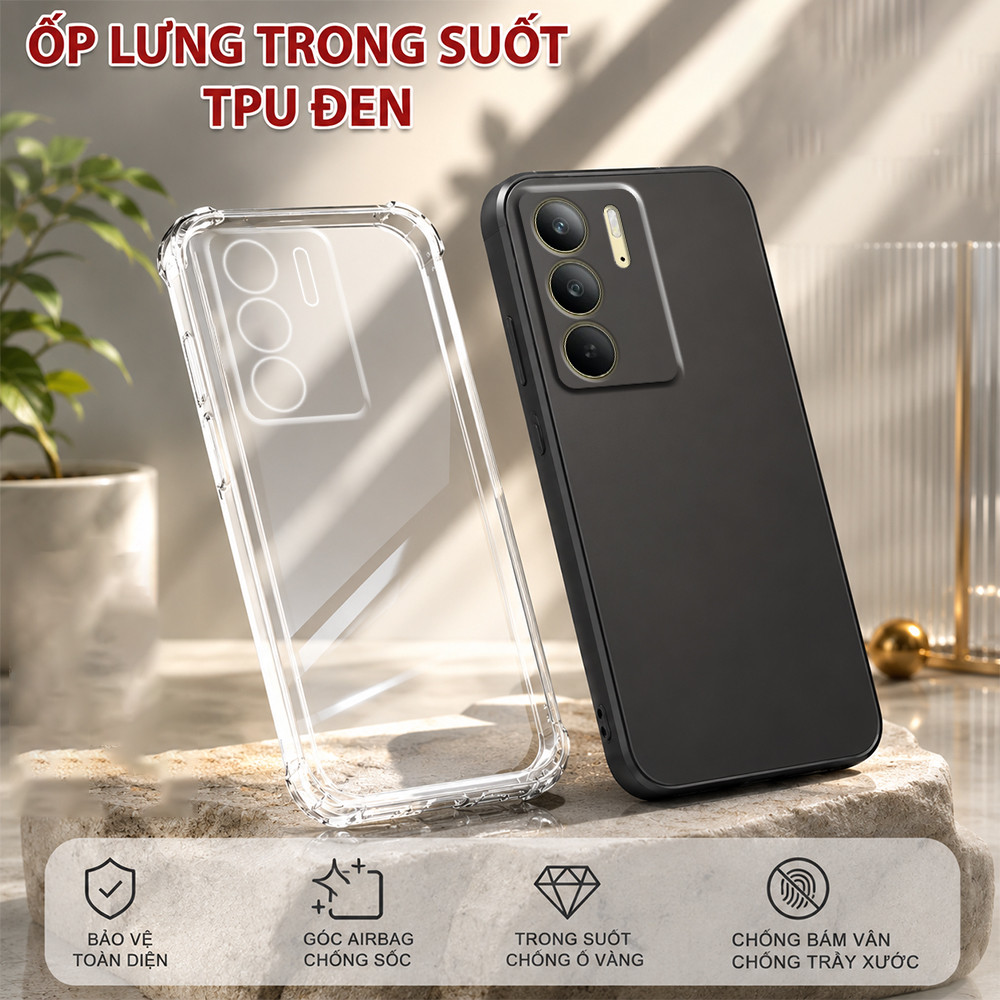 Realme C75 / C75x เคส tpu สีดําขั้นพื้นฐาน พลาสติกใสกันกระแทก ช่วยให้สีโทรศัพท์
