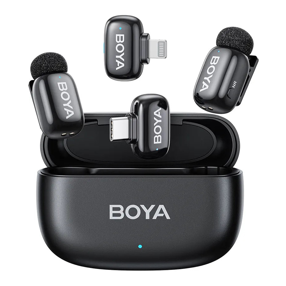 WIRELESS MICROPHONE (ไมโครโฟนไร้สาย) BOYA MINI 2 MIC USB-C + LIGHTNING RECEIVER - BLACK (MODEL 12) \