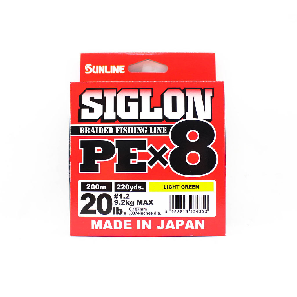 Sunline PE Line X8 Siglon 200M PE 1.2 20LB สีเขียวมะนาว (4350)