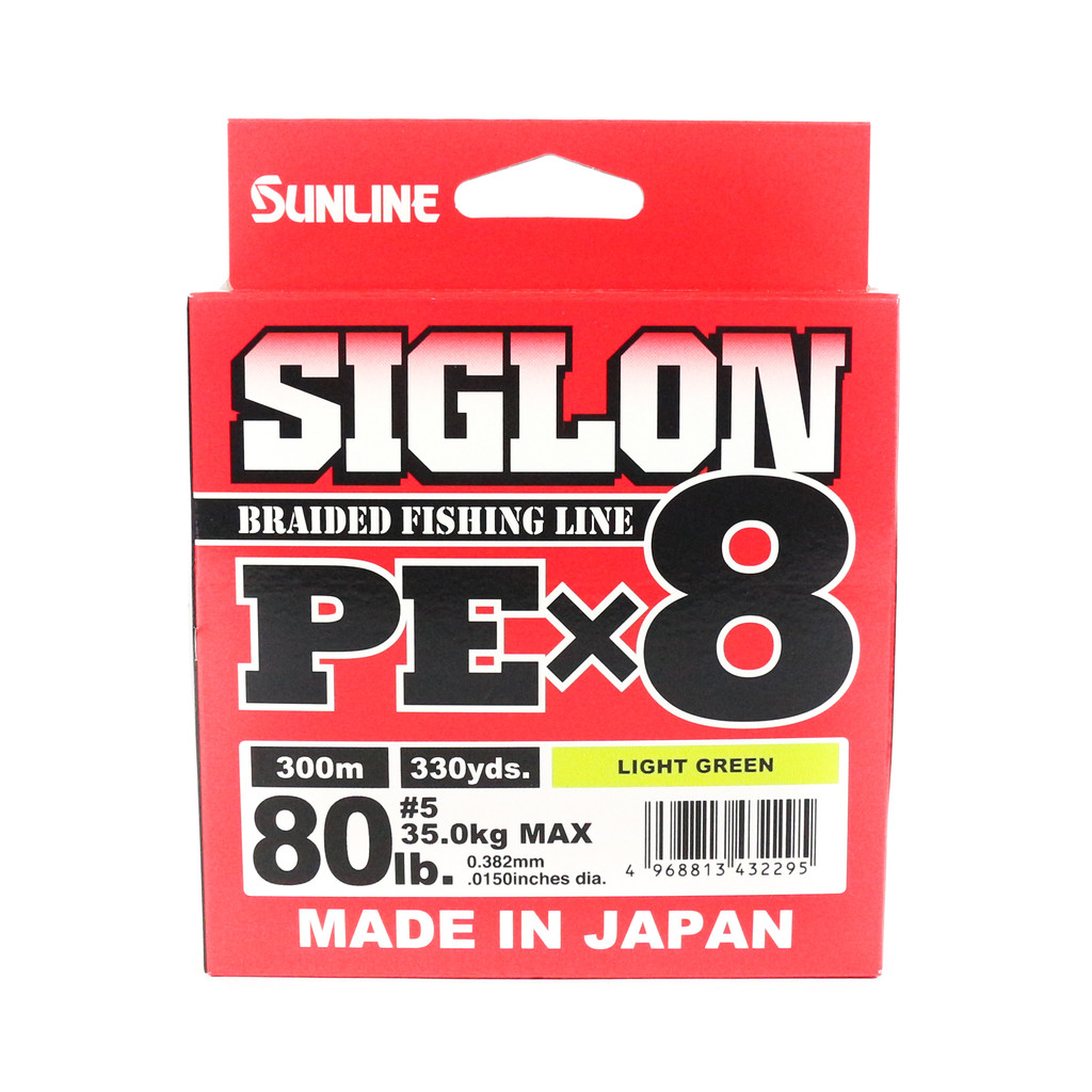 Sunline PE Line X8 Siglon 300M PE 5 80LB สีเขียวมะนาว (2295)