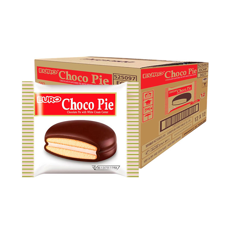 ยูโร่ ช็อกโกพาย รสช็อคโกแลต 18 ก. x 144 , EURO Chocopie Chocolate 18 g x 144