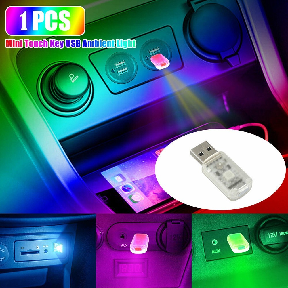 HE ใหม่ สําหรับ Mini USB LED รถสําหรับภายใน Touch Key Neon Ambient หลอดไฟ