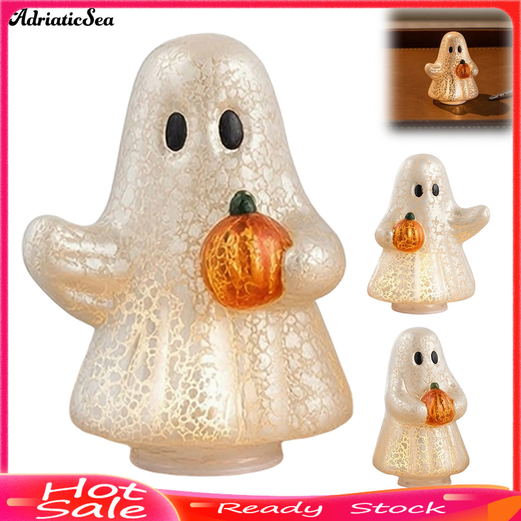 [COD]❄Light-Up น่ารัก Ghost ตุ๊กตาเรซิ่น,เรืองแสง Ghost Desktop เครื่องประดับ, Warm Light ฮาโลวีน Gh