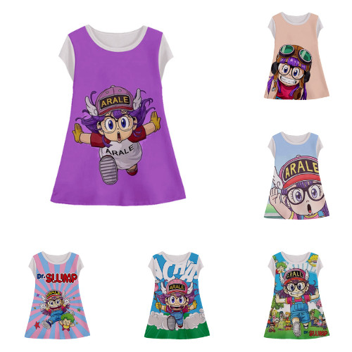 Dr Arale Slump 3D Halfprint Tunic Dress for Girls with Anime Motif อายุ 1-12 ปี - Sarana 3D