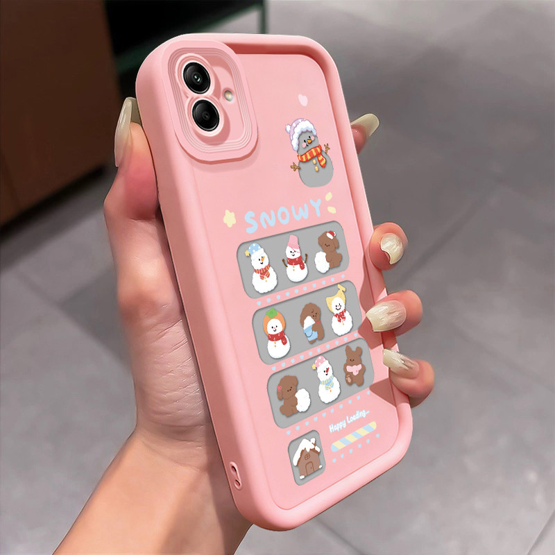 เคสสำหรับ Samsung Galaxy A04 M04 F04 A04E M13 5G เคสโทรศัพท์ตุ๊กตาหิมะกลมและอ้วนเสื้อแจ็กเก็ตผ้านุ่ม
