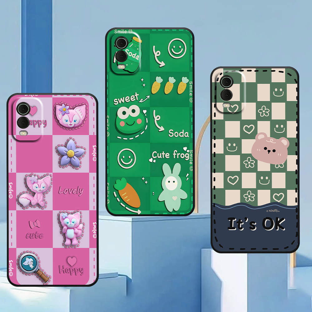 เคส Nokia C31 / C32 พิมพ์ลายหมีน่ารักและกบเขียว